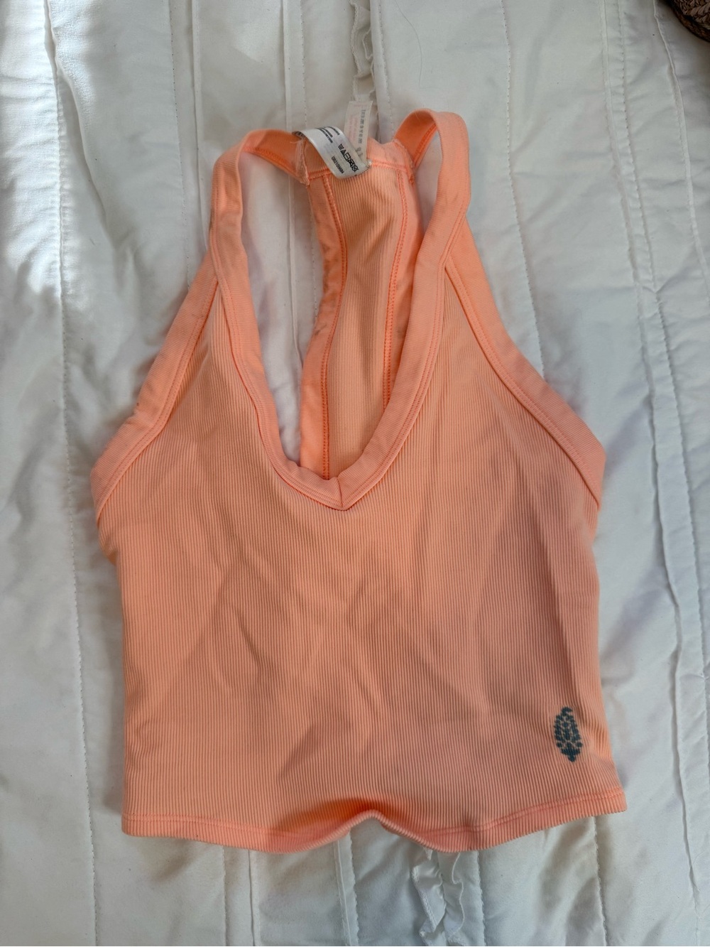 Free people Peach Ribbed Crop Tank Top